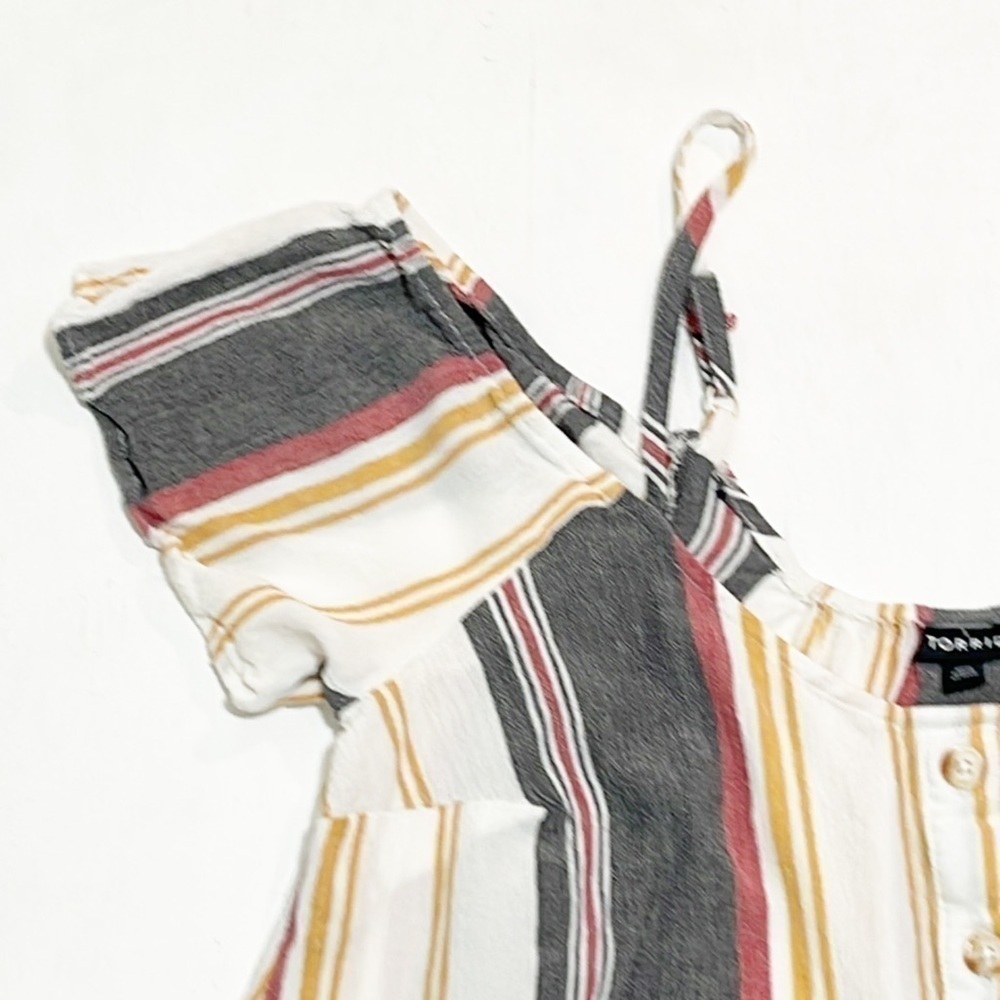 Torrid Cropped Top Multi Stripe Button Down Shirt… - image 2